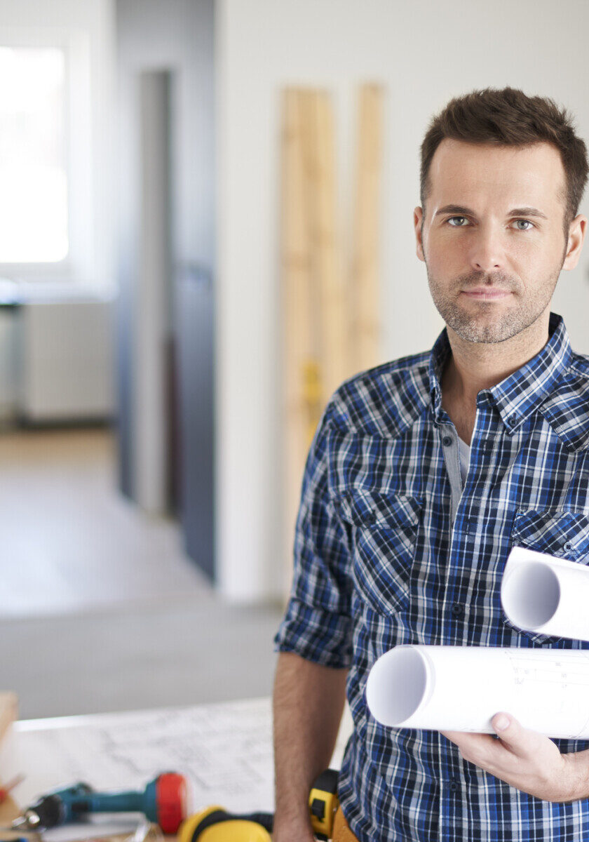 Construction worker is ready for start a day in work